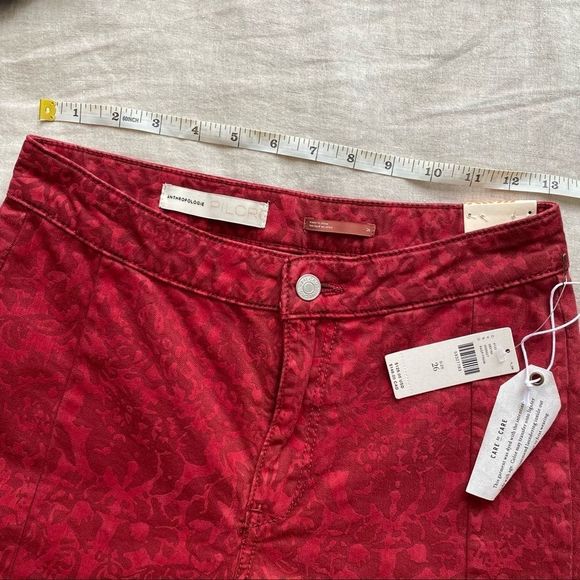 Anthropologie Pilcro High Rise Red Emboss Jeans - Picture 6 of 9